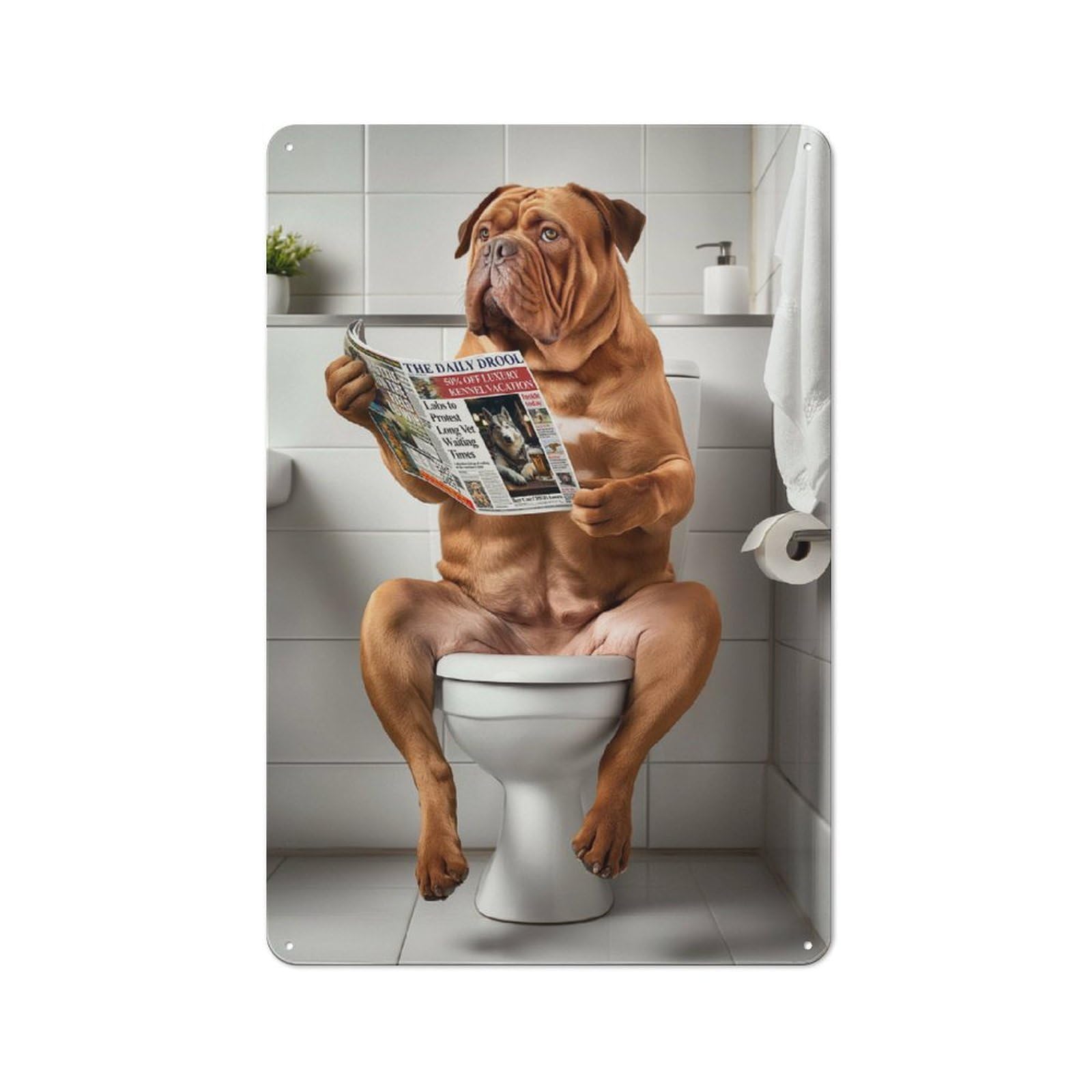 Junmoney Dogue De Bordeaux Bathroom Retro Metal Sign 30X20cm Featuring For Living Room Wall, For Vintage Wall Decor Fans, For Themed Room Decoration
