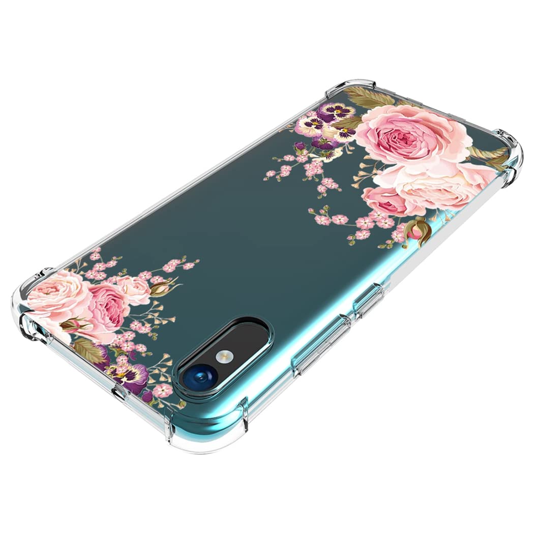 Custodia Per Redmi 9A / 9i Con Vetro Temperato | Cover Floreale Antiurto Rosa | Protezione Militare - 3
