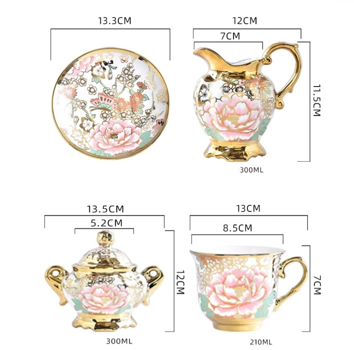 Zestaw Do Herbaty 16-częściowy Ceramiczny Zestaw Do Herbaty Europejski Retro Kwiatowy Porcelanowy Kawy Z Uchwytem Spodki Cukiernica Mleko Czajniki Dla Domu Akcesoria Kuchenne