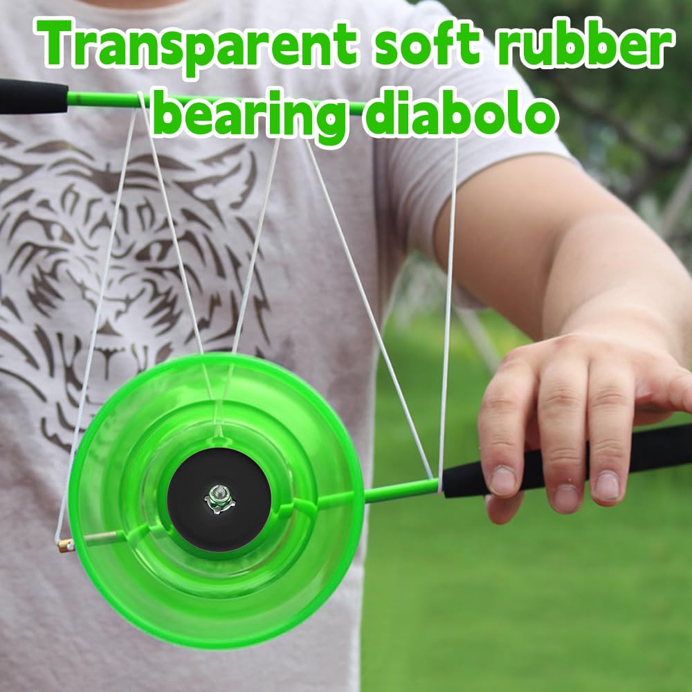 Diábolo con Rodamientos De Bolas, Juego De Diábolo, Juego de Malabares LED Diabolo para Niños, 4 Colores De Luz, 10m Cuerda de Repuesto, Juego de Malabarismo para Profesional, Principiantes