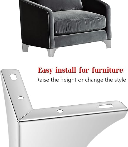 Miniatura 5 de BSTKEY Juego de 4 patas de metal moderno para muebles de 3.1 in, con tornillos de montaje, patas de repuesto para muebles, muebles, muebles,