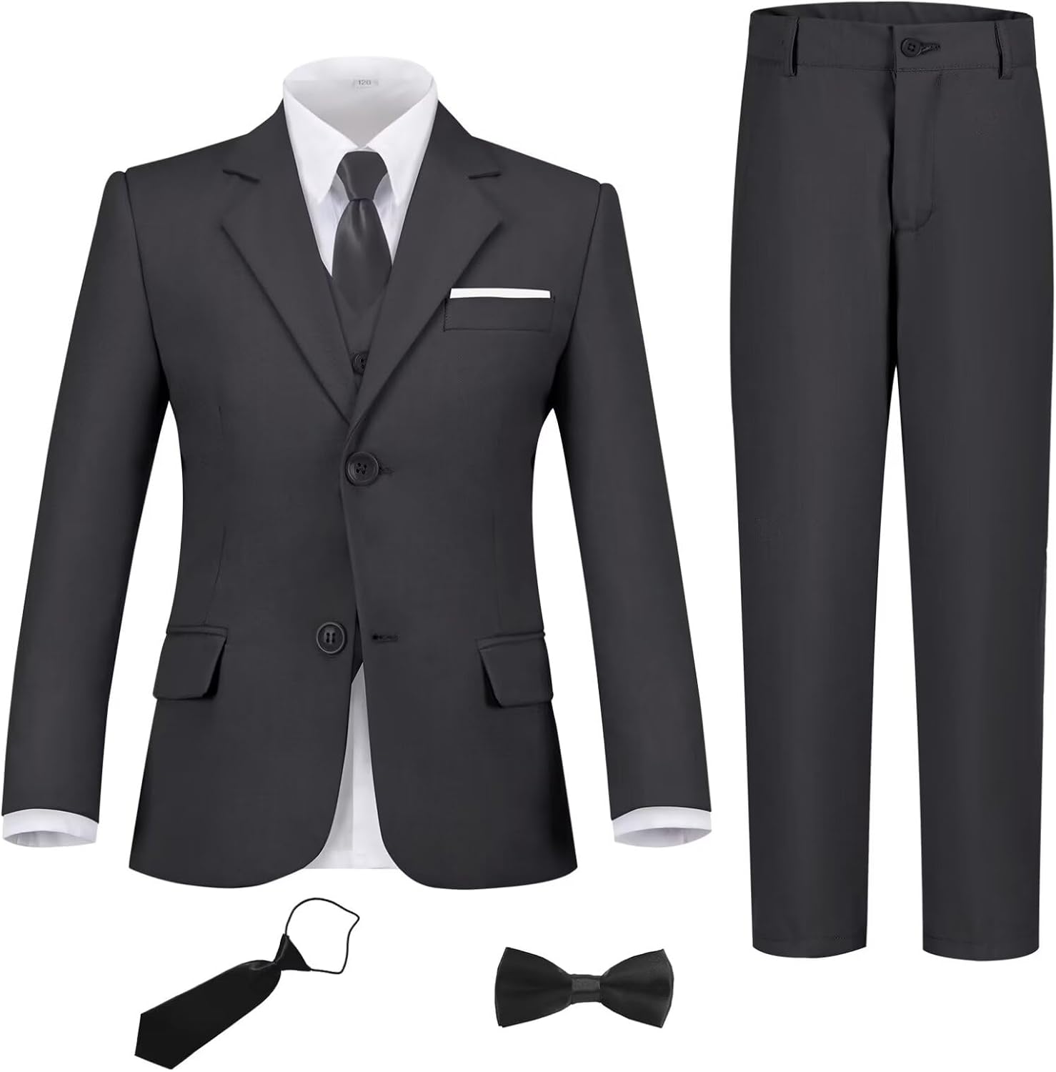 Boys Suit Set Slim Fit Kids Formal Suits Toddler Tuxedo Wedding Prom Classic Suits for Boy Teen Black Blue Dress Outfit