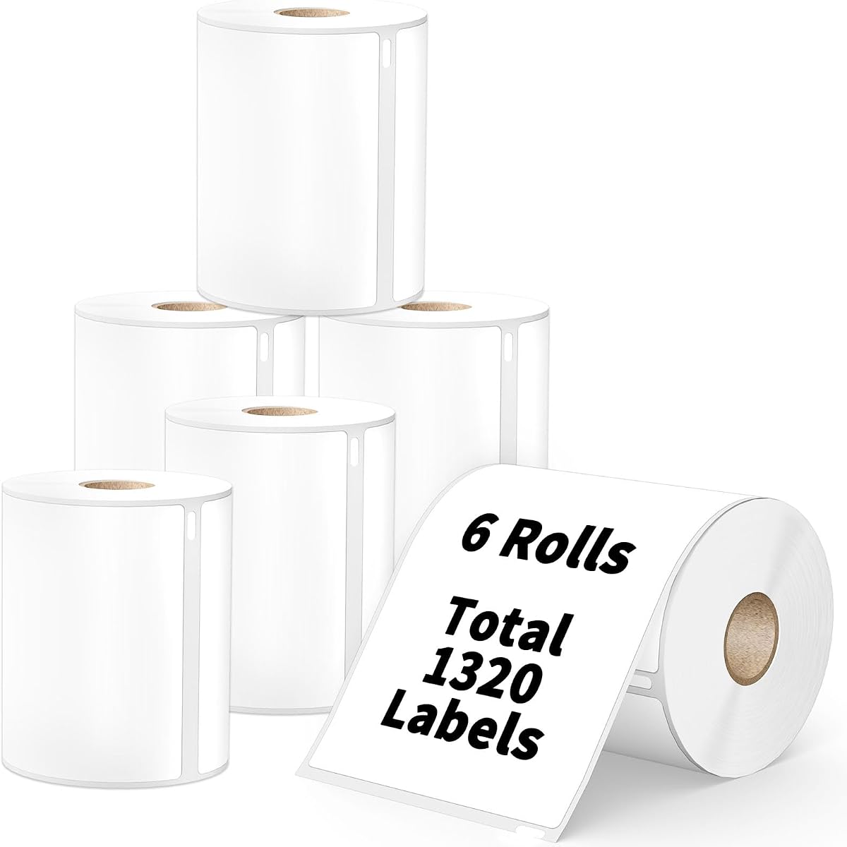 6 Rolls 4" x 6" Direct Thermal Shipping Labels, Compatible with Dymo 4XL, Rollo & Zebra Printer | 220 Labels/Roll, Perforated, Permanent Adhesive, BPA-Free