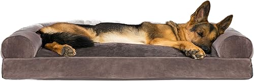 Furhaven - Cama para perros, cojín de almohada tradicional sofá y colchón de espuma rectangular terapéutico de lujo con funda extraíble para perros