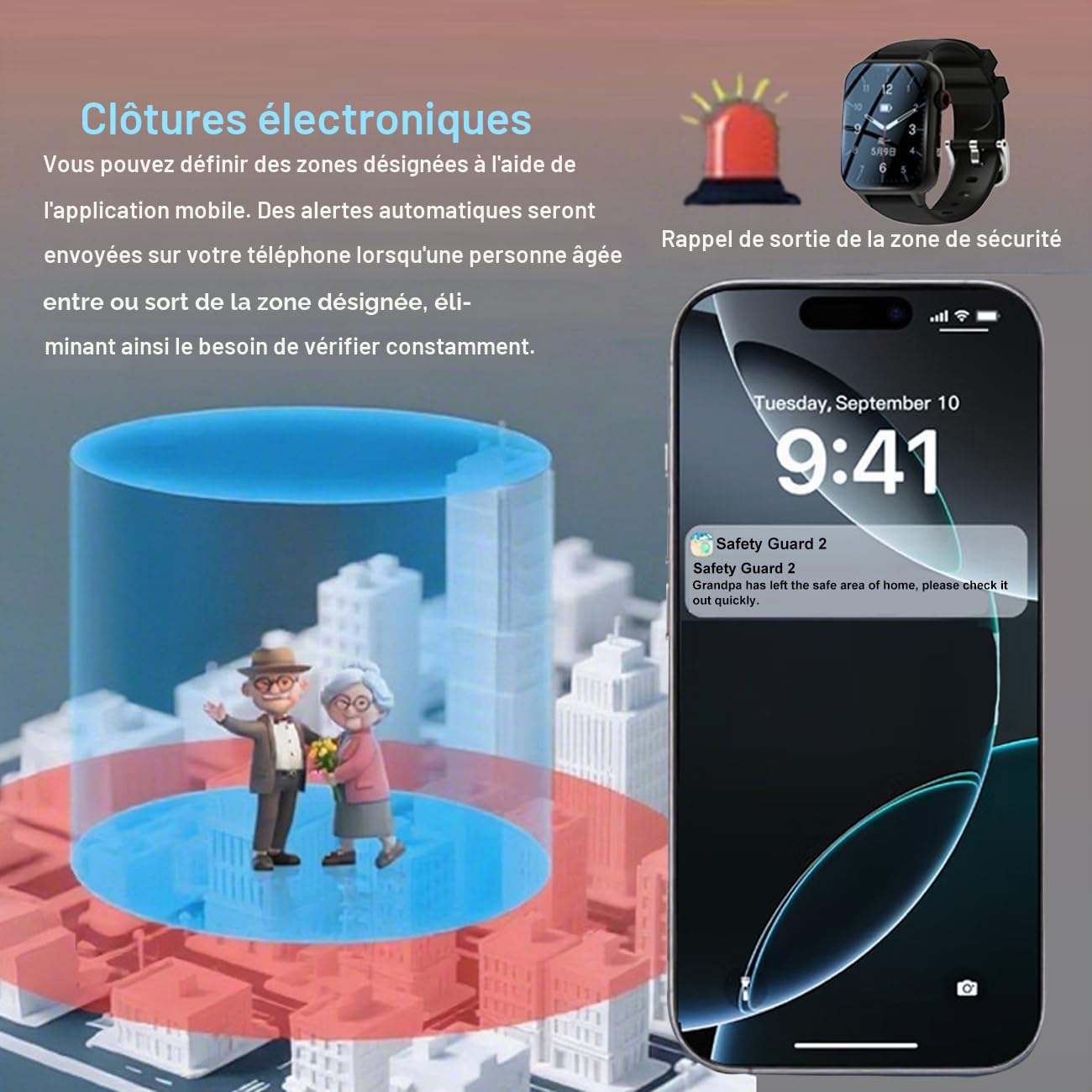 Montre 4G pour Seniors avec Détection De Chute, Bouton SOS, GPS, Appels Vidéo HD, pour Alzheimer Et DémenceBlack,1.96 * 1.57 inch