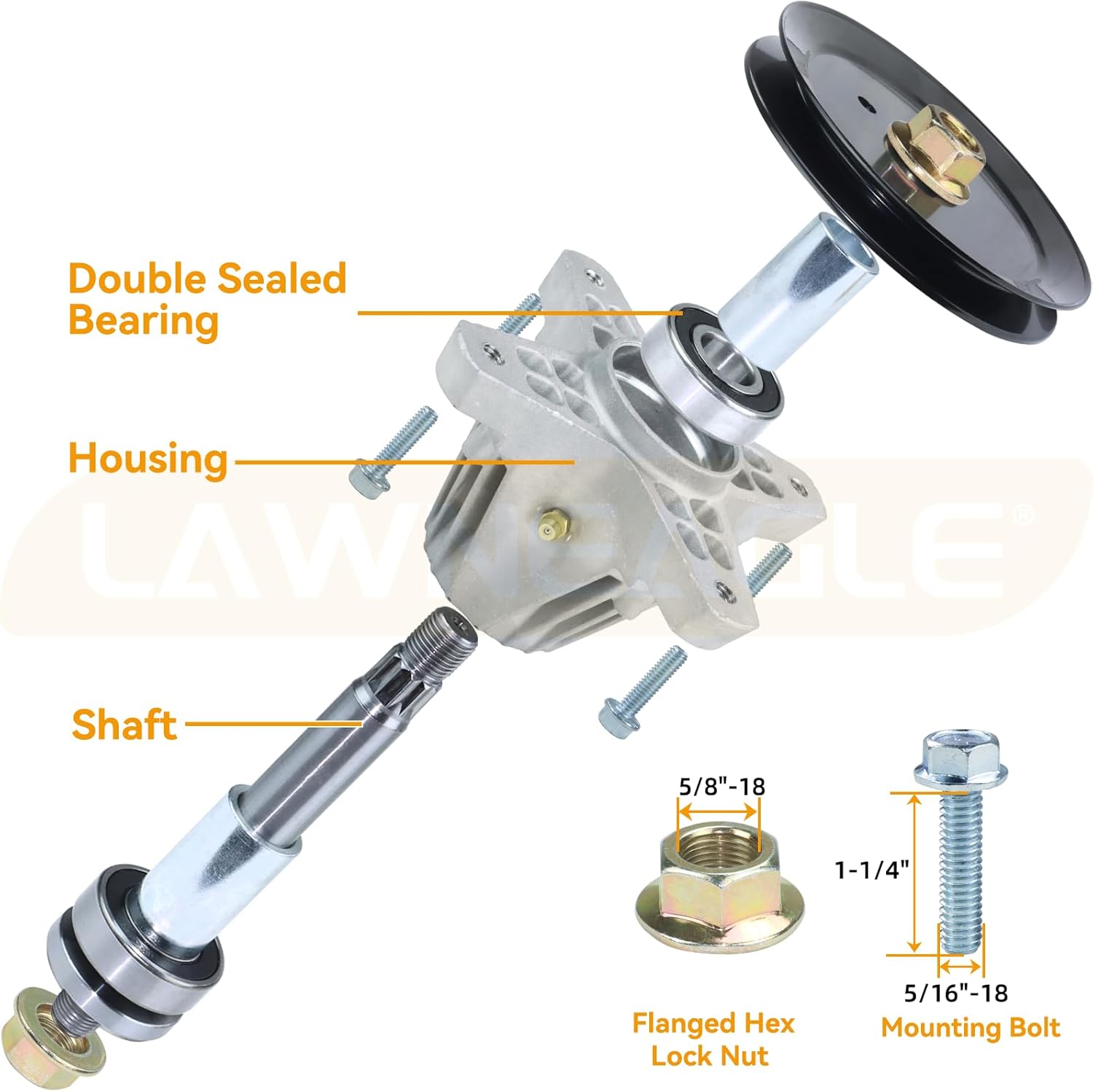 2 Pack 918-06991 Spindle Assembly with 756-05034A Idler Pulley Replaces Spindle Assembly 918-06991 Deck Spindle 42 Mowing Deck 618-06991 Spindle for Huskee LT4200 Craftsman T110 T1200 Decks