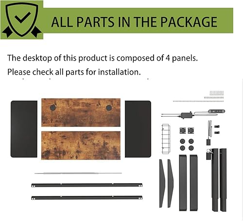 Miniatura 7 de Escritorio de pie, escritorio de pie de altura ajustable, 59 x 40 pulgadas, mesa de escritorio de pie para oficina en casa (marrón, 59 x 40)