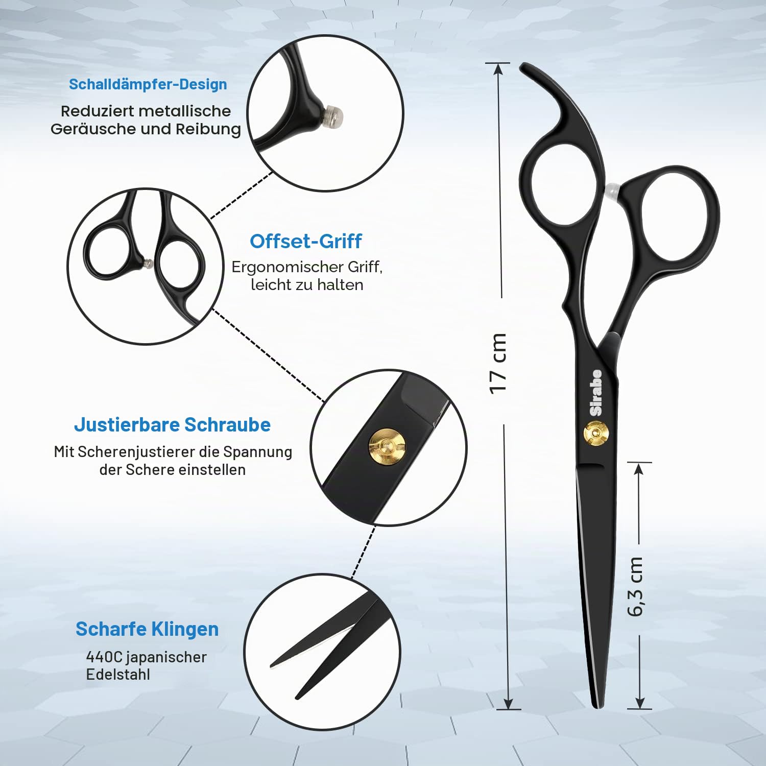 9-teiliges Haarscheren-Set, professionelles Haarschneidescheren-Set mit Schere, Effilierschere, Kamm, Umhang, Clips, schwarzes Friseurscheren-Set für Friseursalon, Zuhause