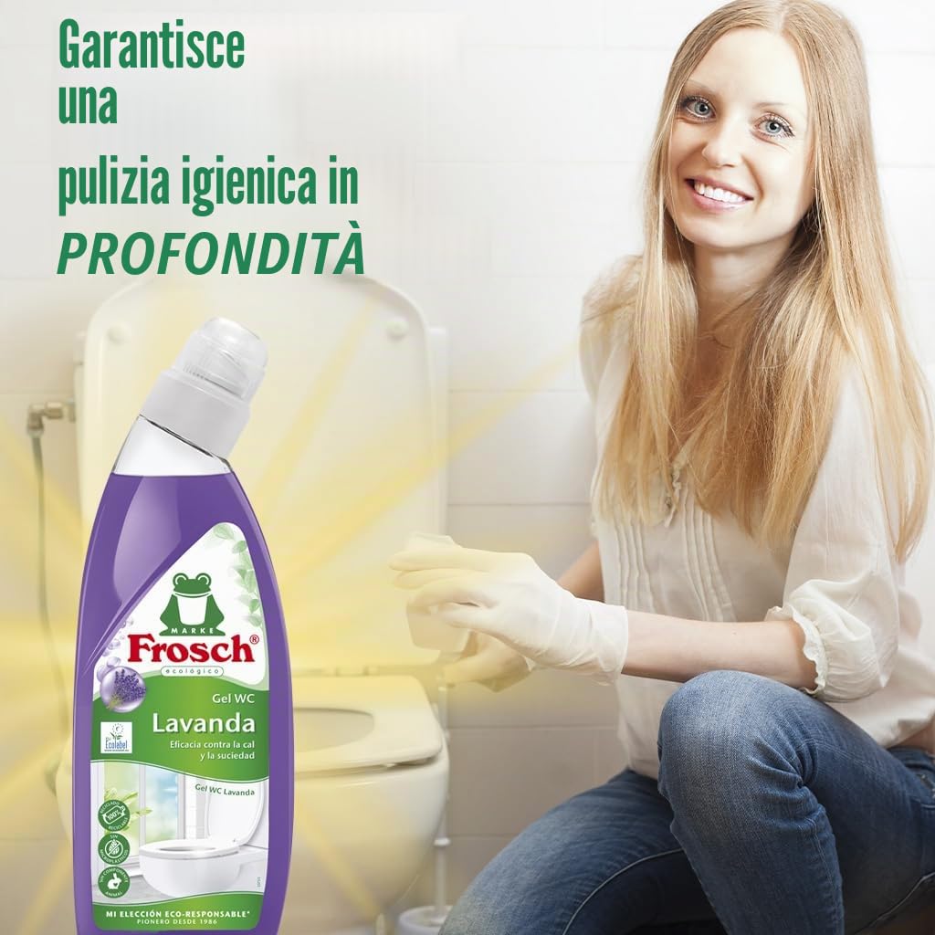 Frosch - Gel WC Ecológico, Limpiador de Cal y Residuos Para Inodoro, Higienizante con Lavanda - 750 ml