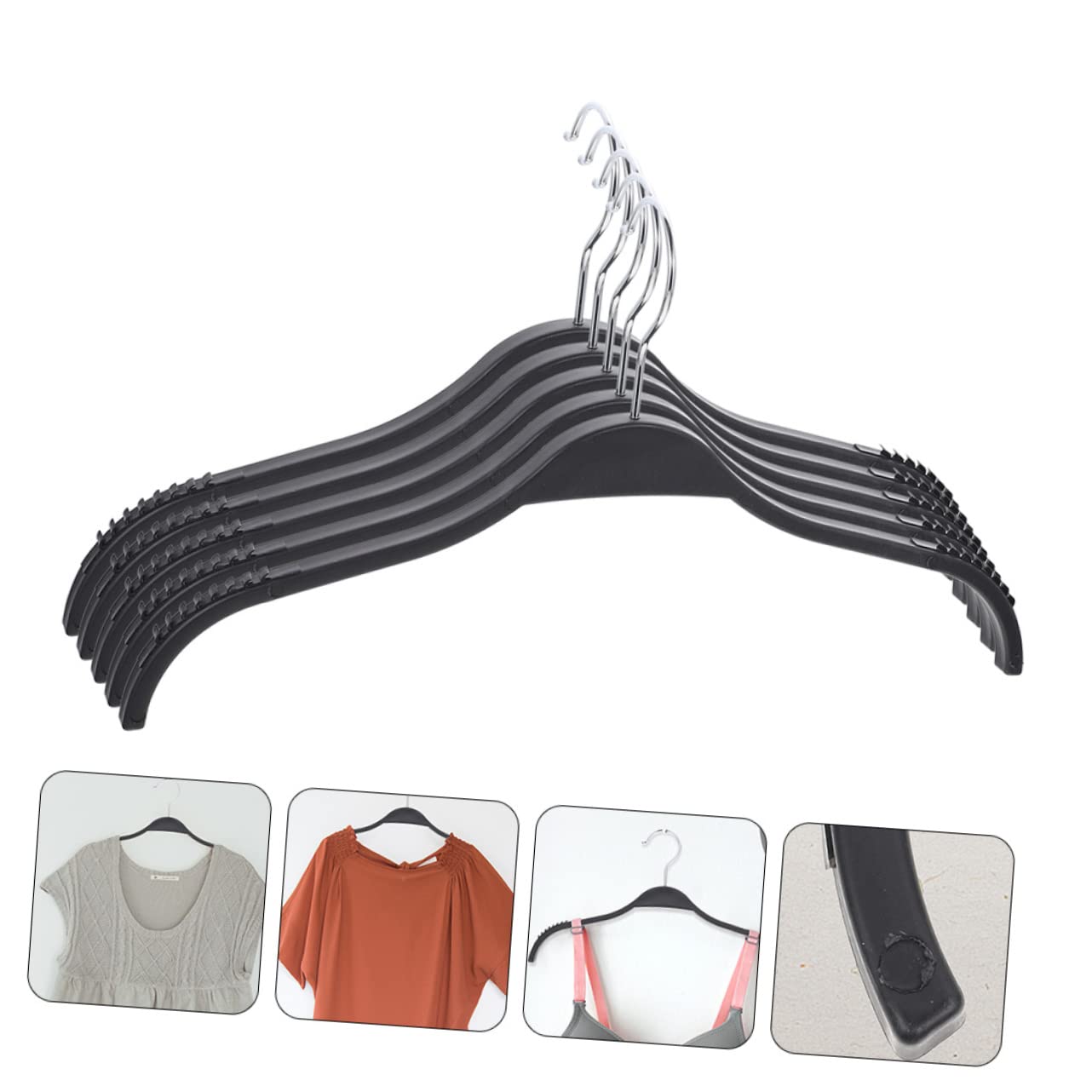 KOMBIUDA 5Pcs Non Slip Clothes Hangers for Heavy Duty Use Space Saving Coat Hangers for Wardrobe Organization for Dresses Pants Household Accessories