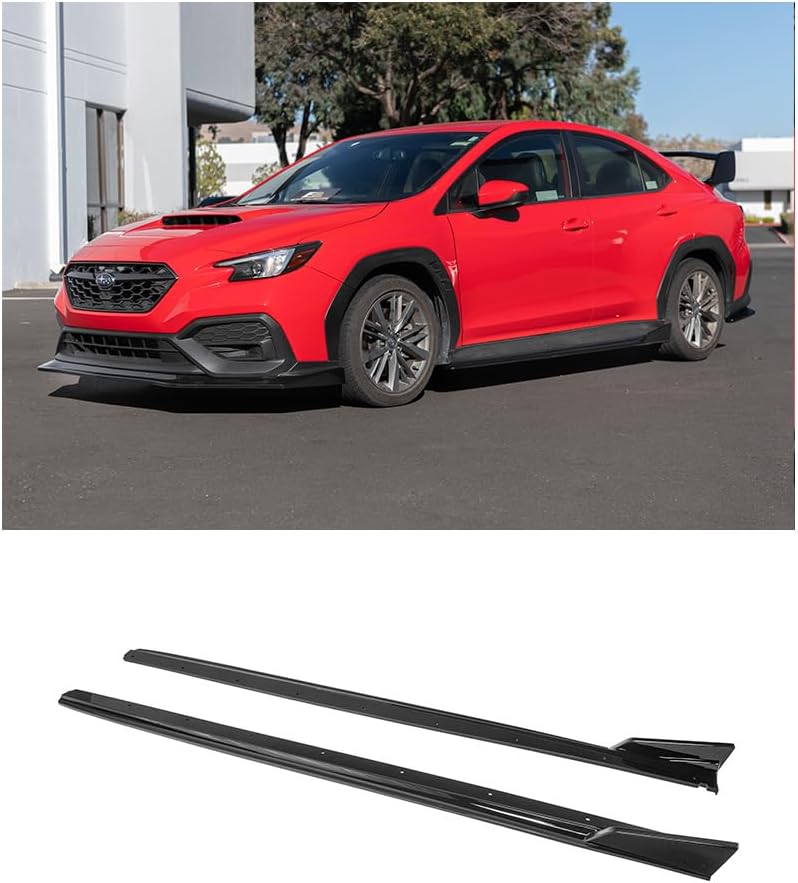 Replacement for 2022-Present Subaru WRX Models | JDM ChargeSpeed CS Style Side Skirts Extension Rockers (Painted Glossy Black)