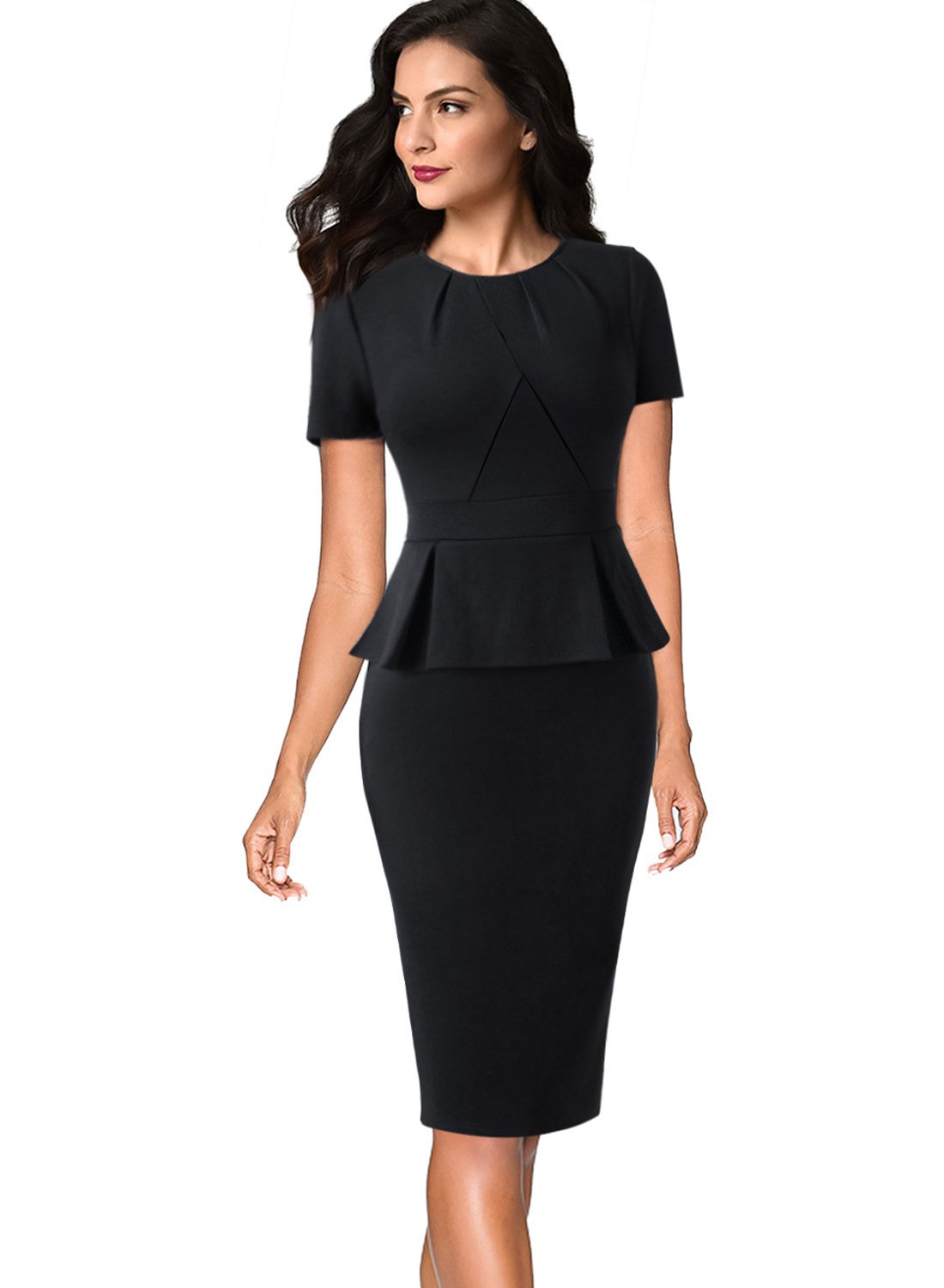 Vfshow Womens Pleated Crew Neck Peplum Wear To Work Office | Desertcart  Aruba