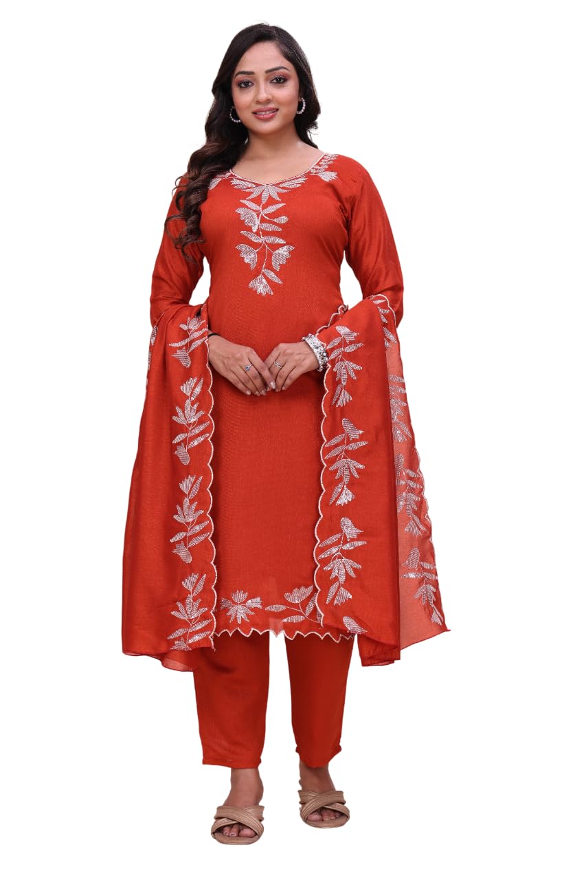 Vichitra Silk Women Kurti With Dupatta & Bottomwear (SIKVANS)-picture-27
