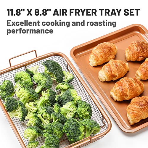 Air Fryer Basket For Oven, Stainless Steel Air Fryer Tray, Baking Sheet Cookie Sheet Set, Oven Air Fryer Basket Grill Basket Oven Tray, 2 Piece #TOP1