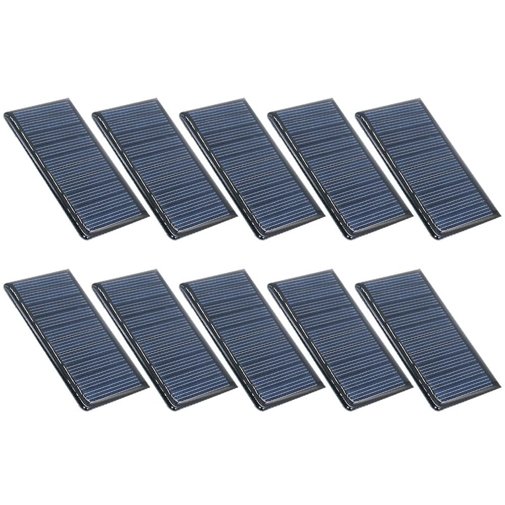 10-Pack 5V 60mA Miniature Solar Panels for DIY Projects, Polycrystalline, 21.5–23.5% Efficiency, 68 mm × 37 mm, Black