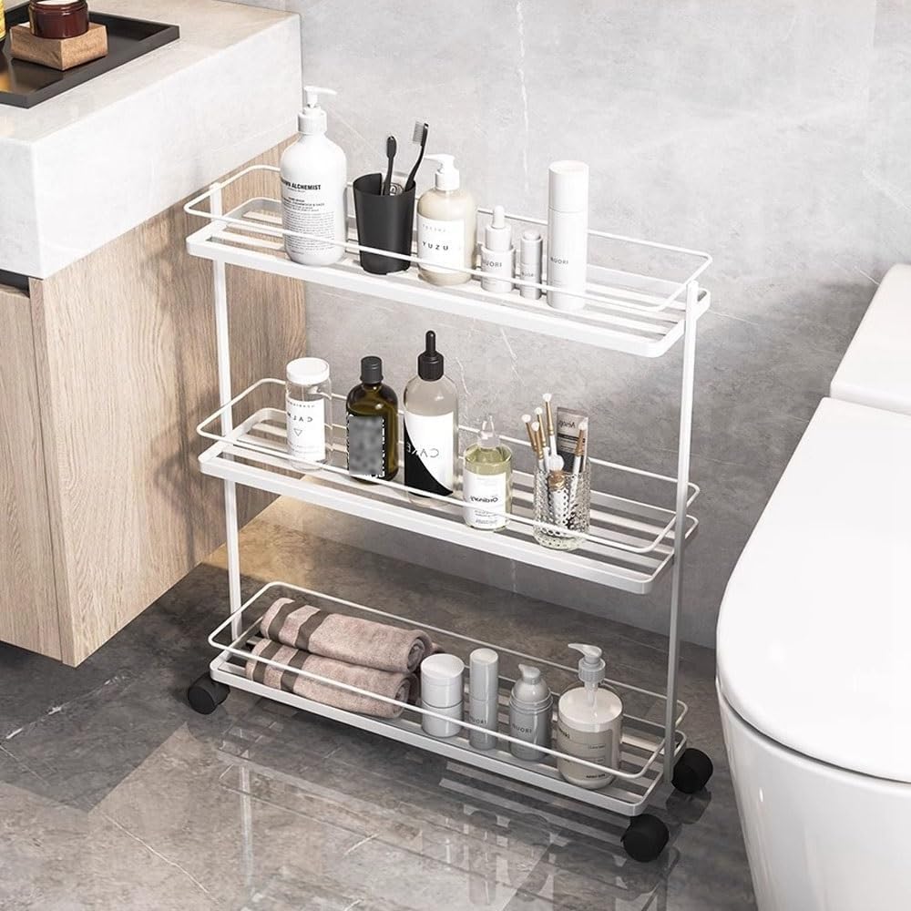 Mobile Multifunctional Rolling Cart with Spinner Wheels - Versatile Storage Organizer for Bathroom, Kitchen, and Home - Black Utility Cart for Easy Mobility Gold