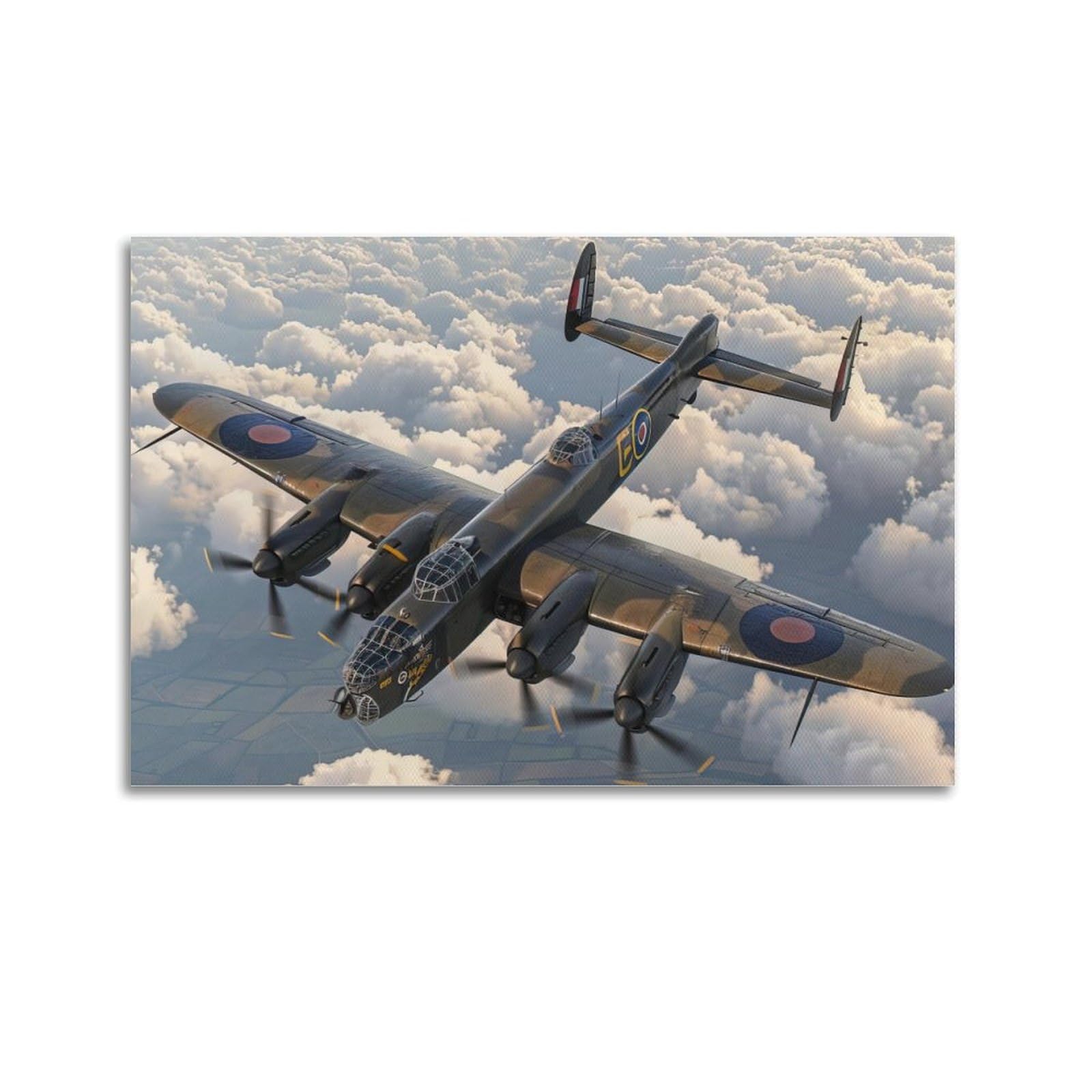 CLLHOK Military Fighter Aircraft Poster Lancaster Bomber Aircraft Decorative Painting Canvas Art Picture 12x18inch(30x45cm)