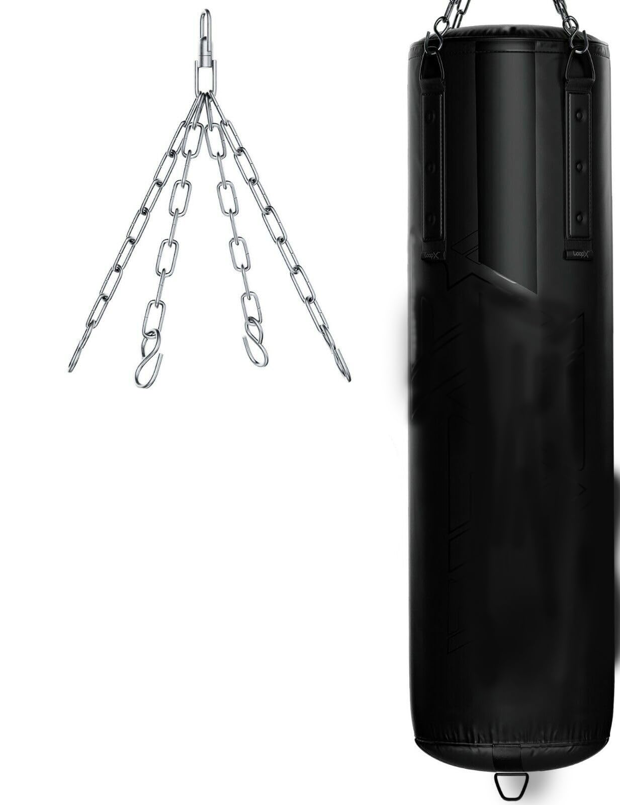 Sacco da Boxe Professionale KOOLOOK 145 cm 25 KG - con Guantini, Catena, Sistema Anti-Oscillazione e Anello D, Allenamento Boxe, Kickboxing, MMA, Muay Thai
