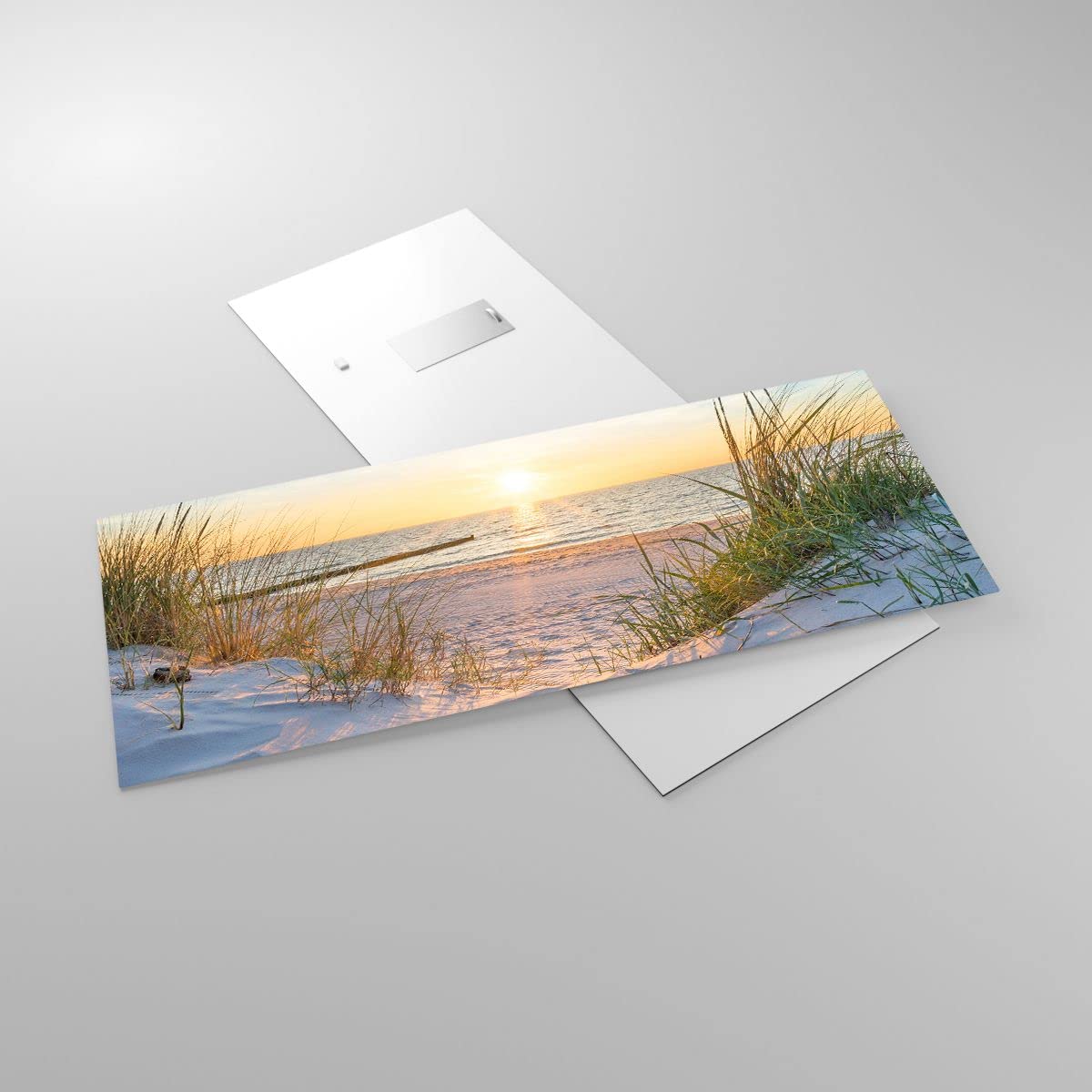 ARTTOR Glasbild 100x40cm Wandbild Glasdruck Landschaften Maritim - 3989 | Düne Strand Meer Panorama Groß Modern Dekoration Wohnzimmer Schlafzimmer Küche Wanddeko Kunstdruck Art Wall Decor ARTTOR
