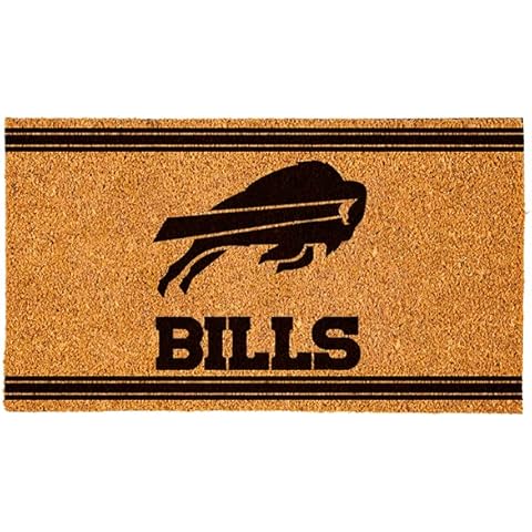 Team Sports America NFL Buffalo Bills Natural Coir Door Mat | Indoor and Outdoor Entryway | 28 x 16 Inches | Non Slip Back | Welcome Floor Mats | Muddy Dog Paws | Front Door Entrance Home Décor Cover