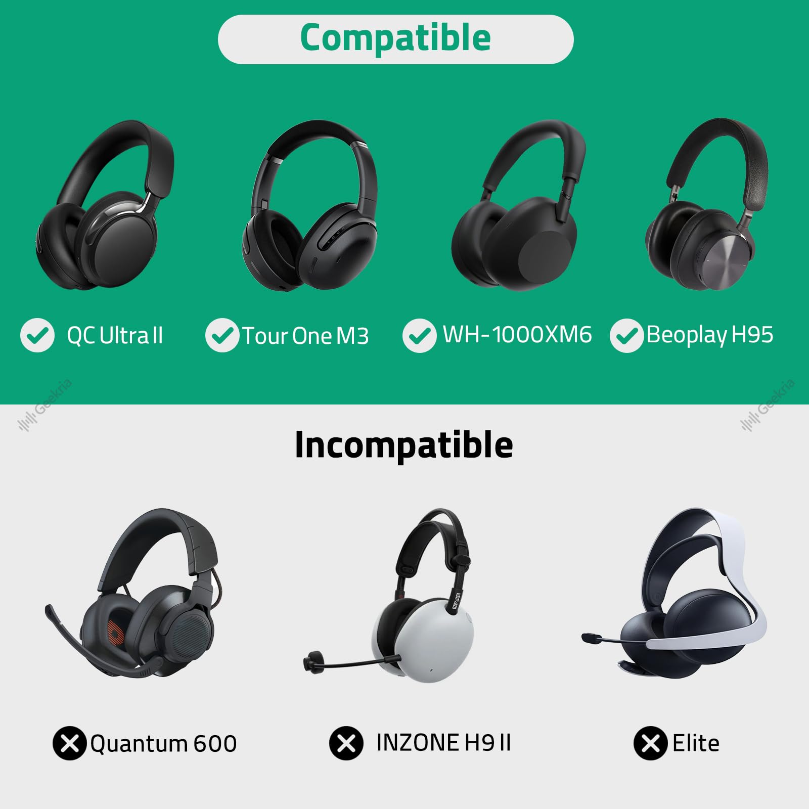 Geekria custodia per cuffie Shield compatibile con Bang & Olufsen Beoplay H95, H9i, H9, H8, H8i, H6, H4, H2, custodia rigida da viaggio sostitutiva con vano per cavi (nera Geekria custodia per cuffie Shield compatibile con Bang & Olufsen Beoplay H95, H9i, H9, H8, H8i, H6, H4, H2, custodia rigida da viaggio sostitutiva con vano per cavi (nera