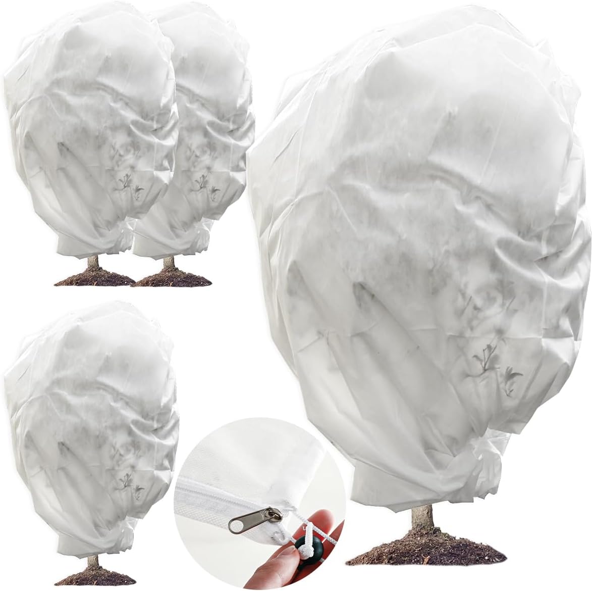 4 Pack Plant Covers Freeze Protection for Winter Frost Covers for Outdoor Plants 91” x 62” Plant Frost Protection Covers Frost Cloth Tree Shrub Rose Bush Covers Plant Protector Frost Blanket, White