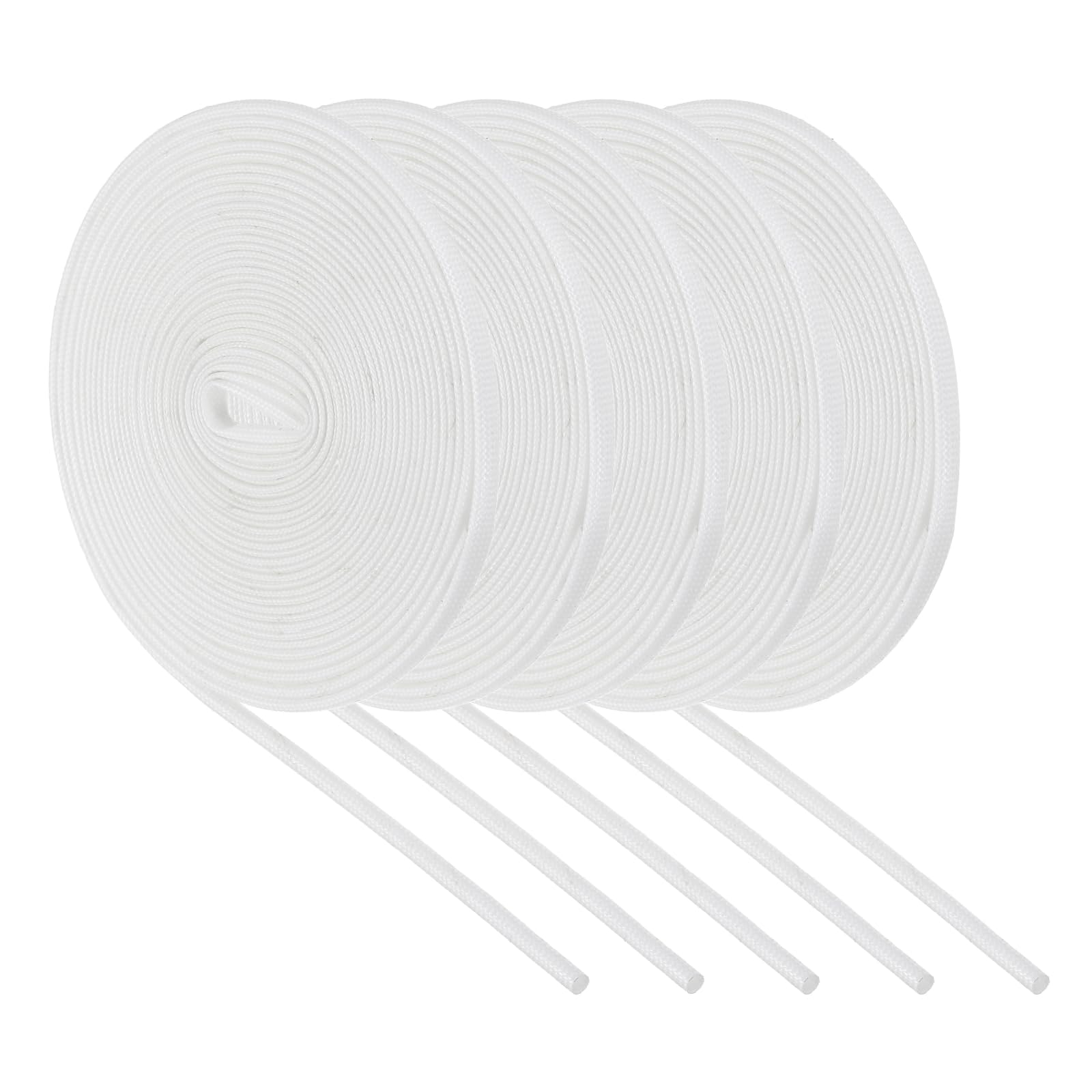 sourcing map 5Pcs Wire Insulation Braid Fire Sleeve,16.4Ft-2mm ID White, High Temp Silicone Coated Fiberglass Sleeving for Automotive Hose Lines Electrical Wiring