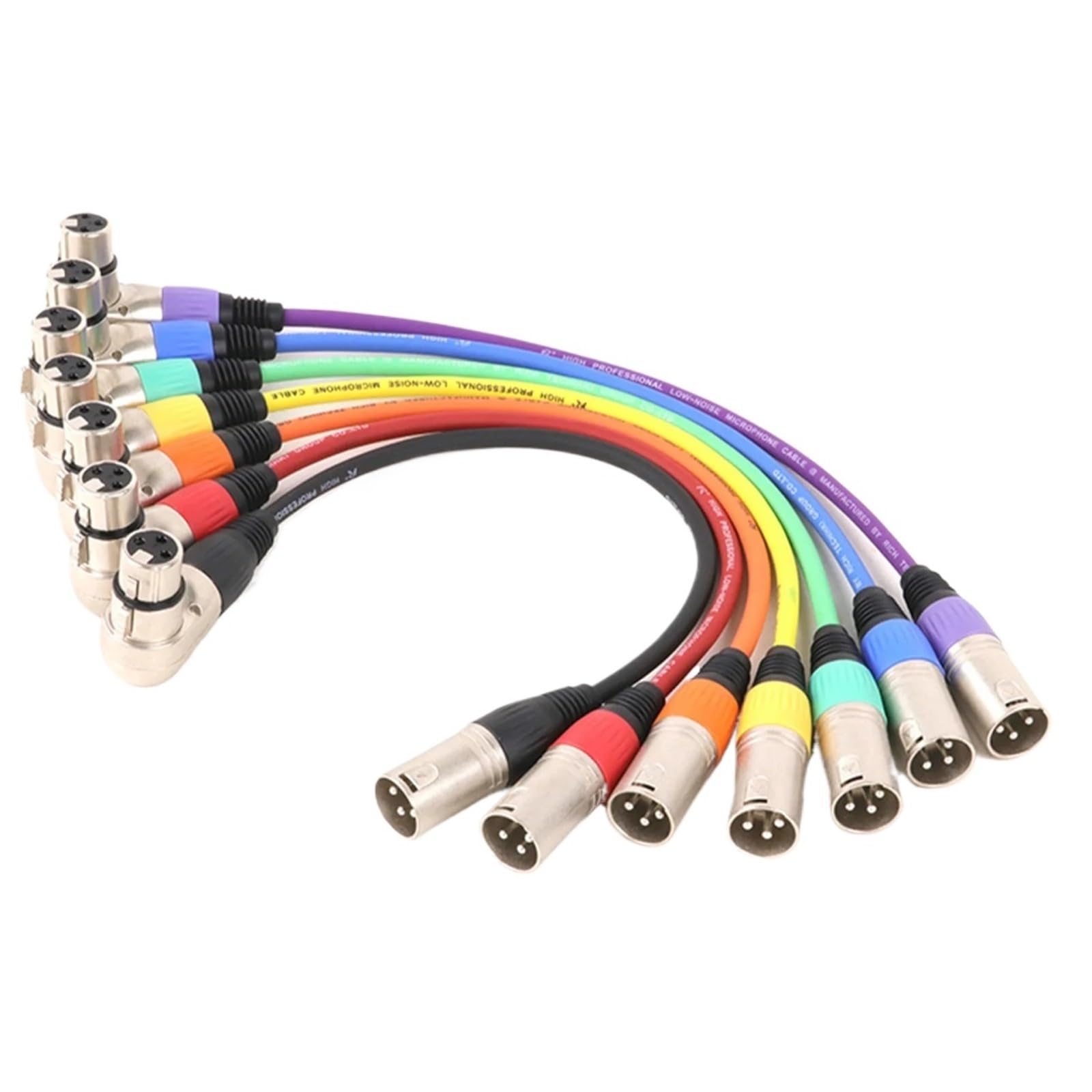 XLR XLR żeński/męski pod kątem prostym 3-pinowy wielobarwny XLR męski/żeński 3-pinowy kabel do miksera mikrofonu 0,3 M-25 M (MF-żółty, 2 m)
