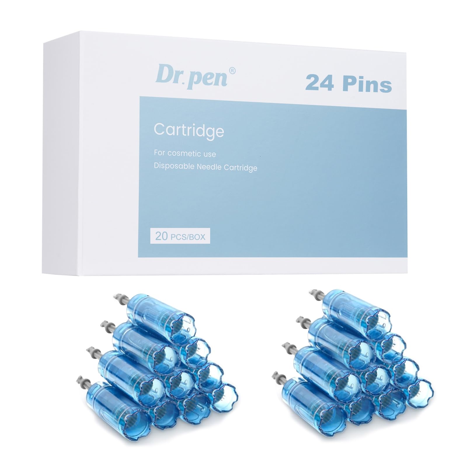 20 Pièces Dr. Pen Cartouches 24 Pins - Cartouche d'Aiguille de Rechange Originale pour Stylo de Microneedling - Pour Dr. Pen Ultima A8S M8S A9 Microneedling Stylo Derma Électrique (24Pins, 20PCS)