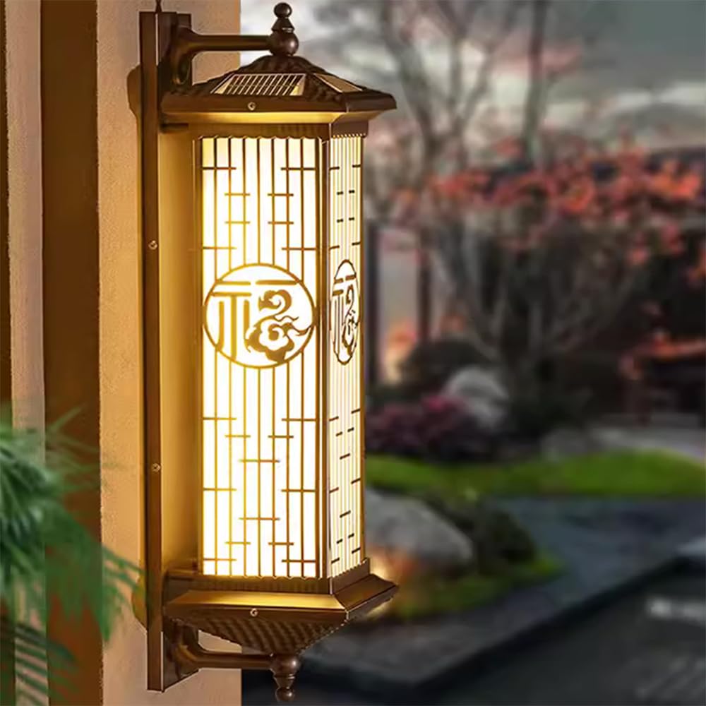 KXEcoLife Contemporary Solar Outdoor Wall Lamp Simplicity Waterproof Balcony Hallway Courtyard Villa Hotel Gate Lights (C H78CM Solar)