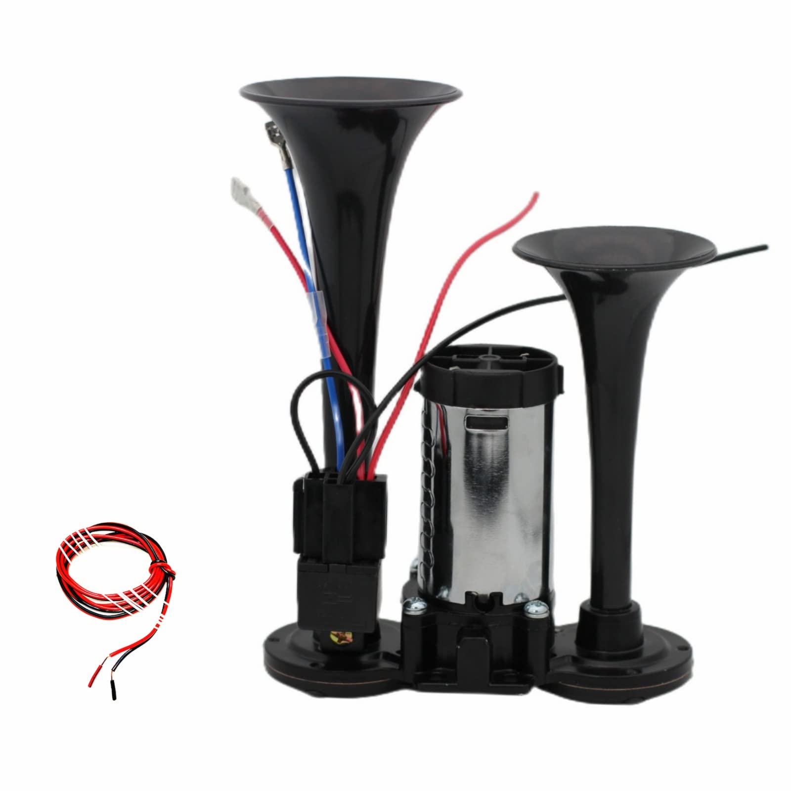 Clacson elettrico a doppio tubo da 24 V per moto, SUV, camion, moto d'acqua, ecc., 170 dB, materiale ABS universale, stile compatto, YYDA847