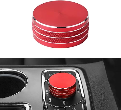LECART Para Jeep Grand Cherokee Accesorios 2014-2021 Central Multimedia 4WD Interruptor Pomo Cubierta de Aleación de Aluminio Roja 1 Paquete
