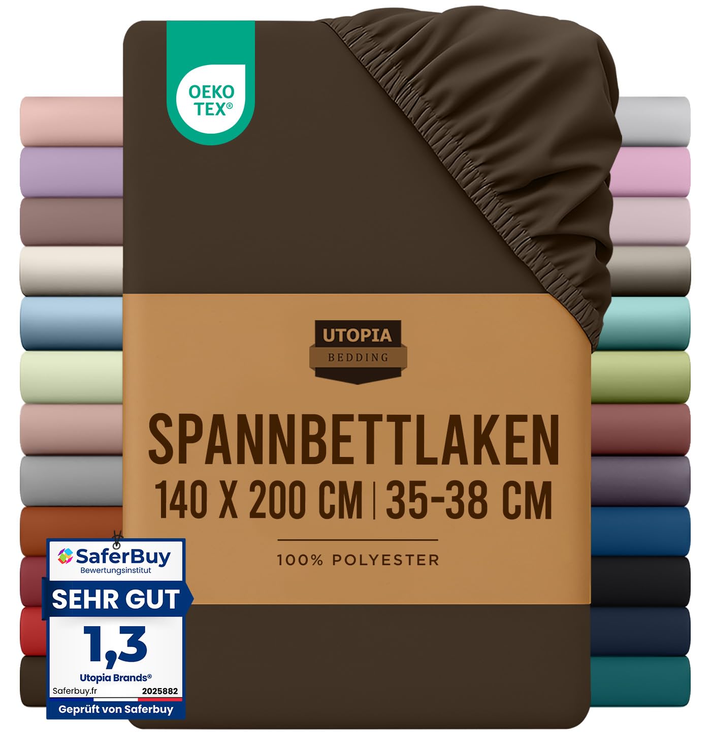 Utopia Bedding - Spannbettlaken 140x200cm - Braun