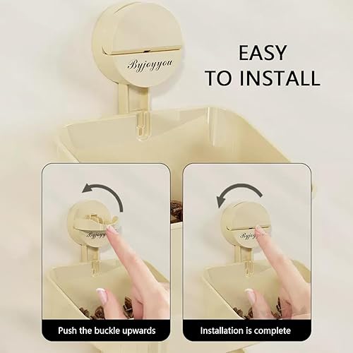 Miniatura 4 de OLizee® Paquete de 3 cestas colgantes de plástico con ganchos de ventosa, cesta colgante para baño y ducha con agujeros de drenaje, organizador