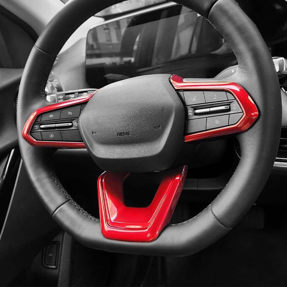 Steering Wheel Cover Compatible with Chevrolet Equinox 2025 2026, Auto Interior Upgrade Accessories-Red