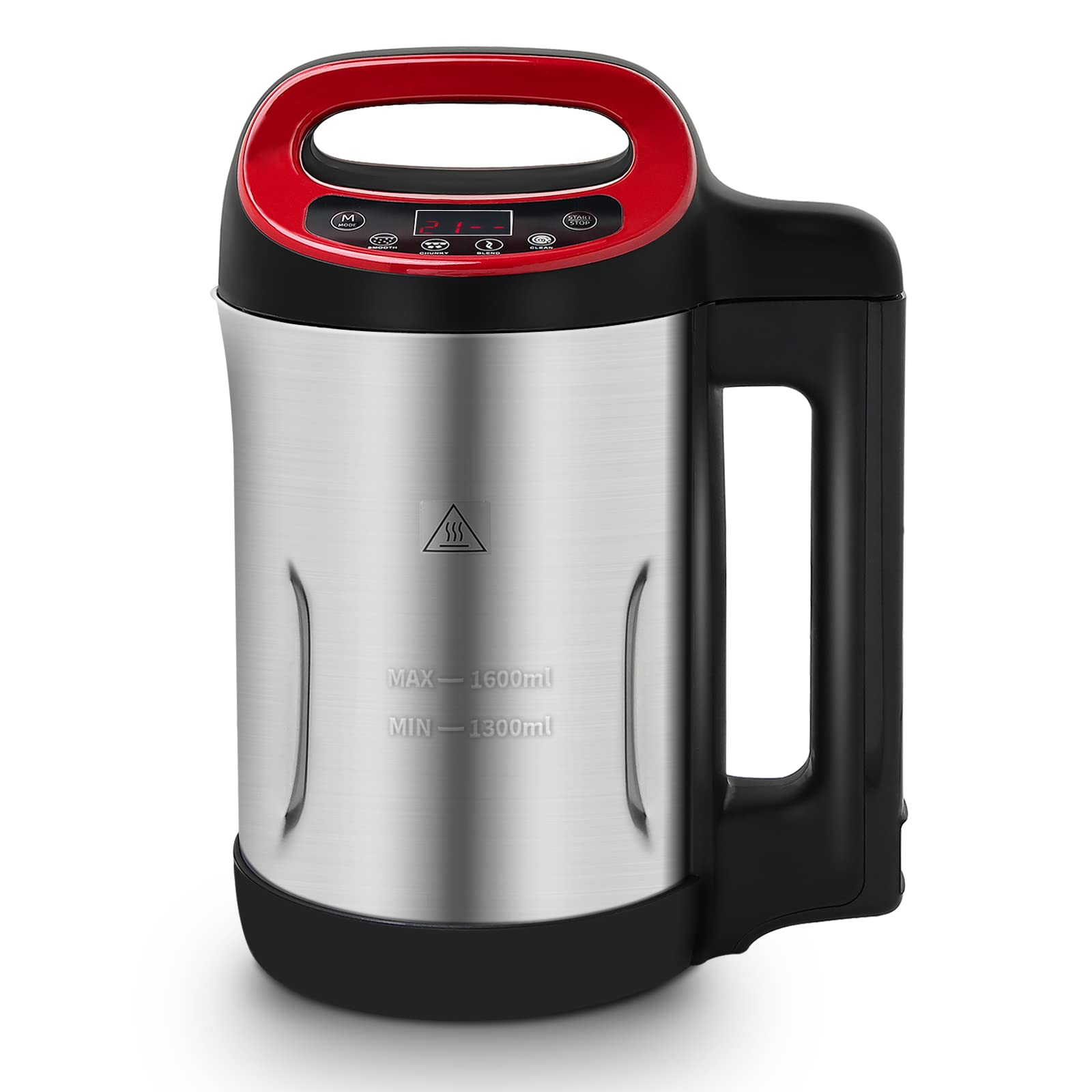 Potlimepan Soup Maker 1.6 L, Makes 2-5 servings, Hot Blender, Cooking Blender, Purées, Shakes, Smoothies, Baby Foods, Cocktails Blender for Home Red