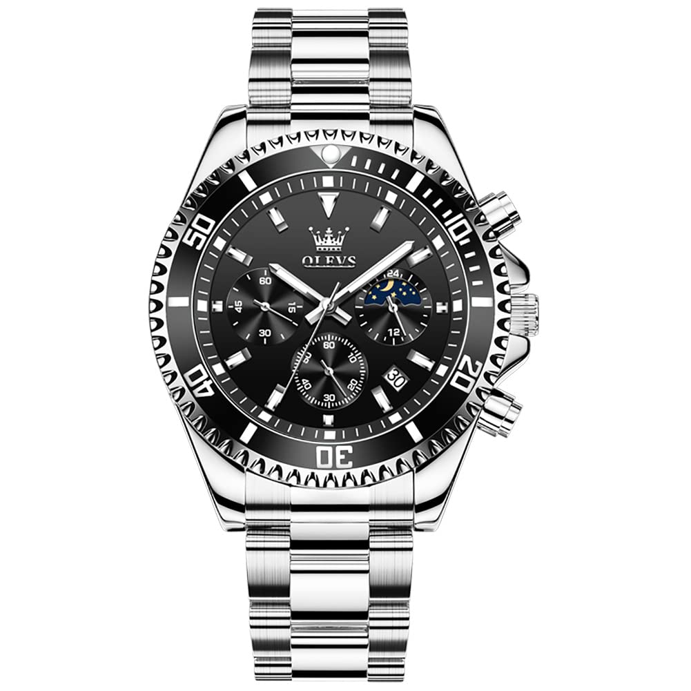 OLEVS Uhren Herren Chronograph Wasserdicht Analog Quarz Uhr Herren Mode Lässig Business Leuchtend Edelstahl Großgesicht Herrenuhr