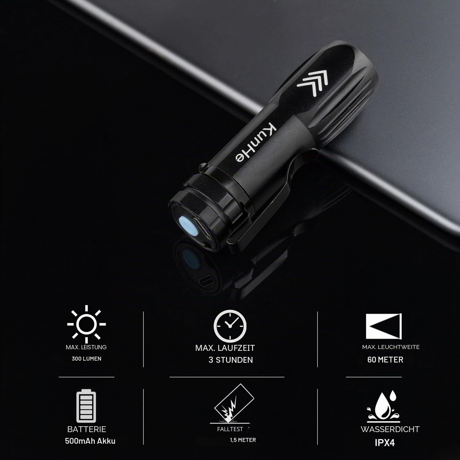 KunHe 20er-Set LED Taschenlampe aufladbar Mini Taschenlampen Set 300 Lumen mit Clip Aluminium USB-C kleine Taschenlampe für Camping Outdoor Notfall kompakt und tragbar