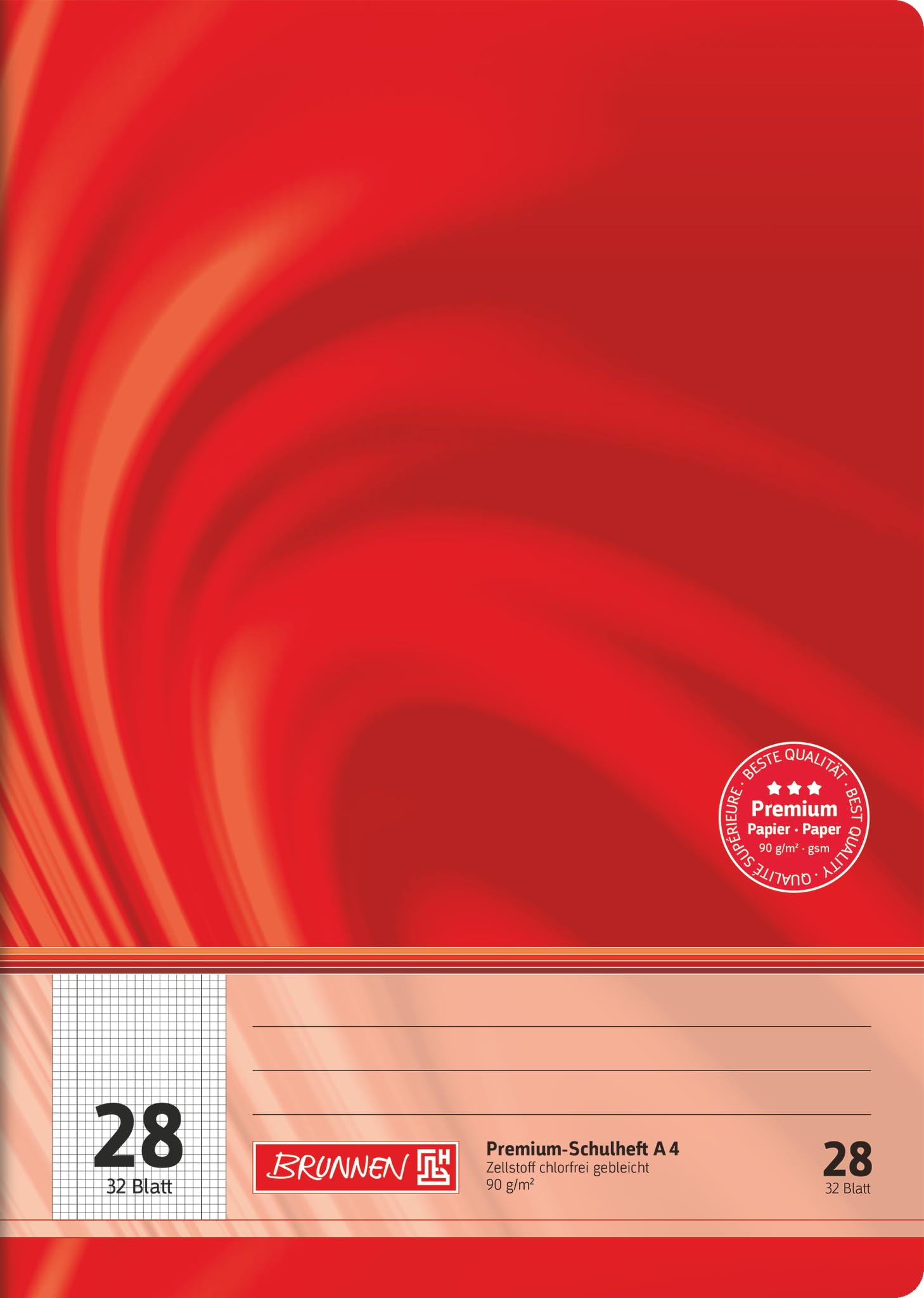 BRUNNEN Vivendi Premium Exercise Book A4 Line Style 28 32 Sheets Red