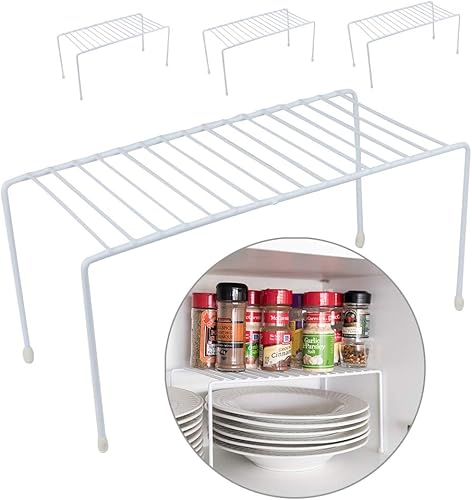 Evelots Paquete de 4 organizadores de gabinete para cocina, baño, despensa, congelador, oficina, doble espacio, resistente, resistente a los