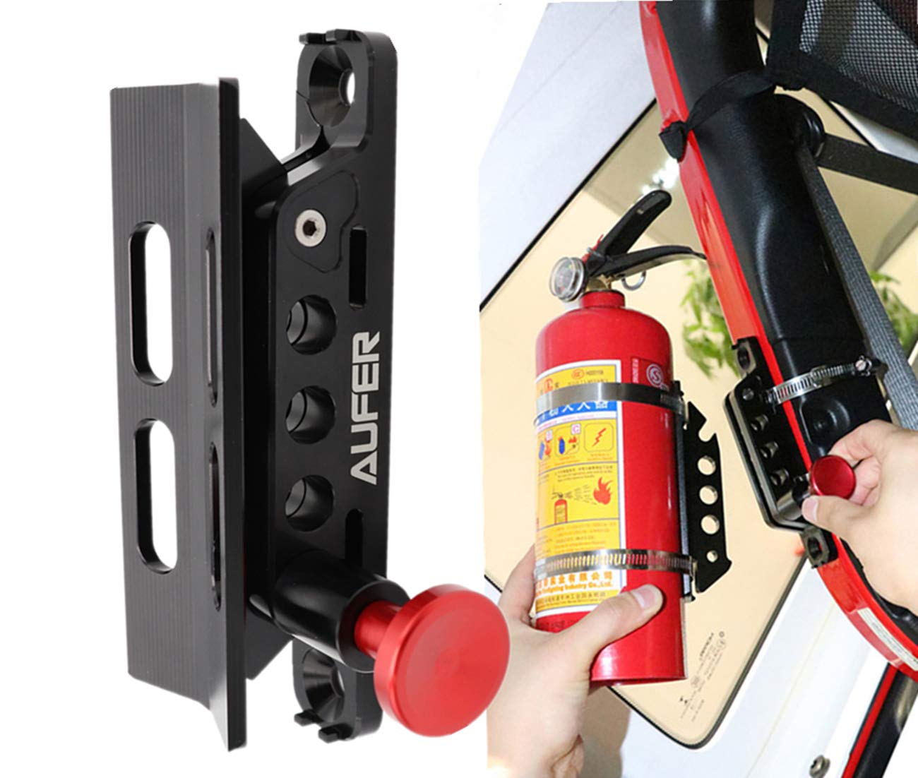 (1-Year Warranty) Universal Adjustable Roll Bar Fire Extinguisher Mount Holder for Jeep Wrangler UTV Polaris RZR Can Am an...
