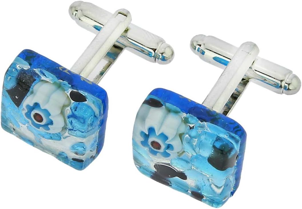 Glass Of Venice Murano Glass Venetian Classic Square Cufflinks - Aqua Purple
