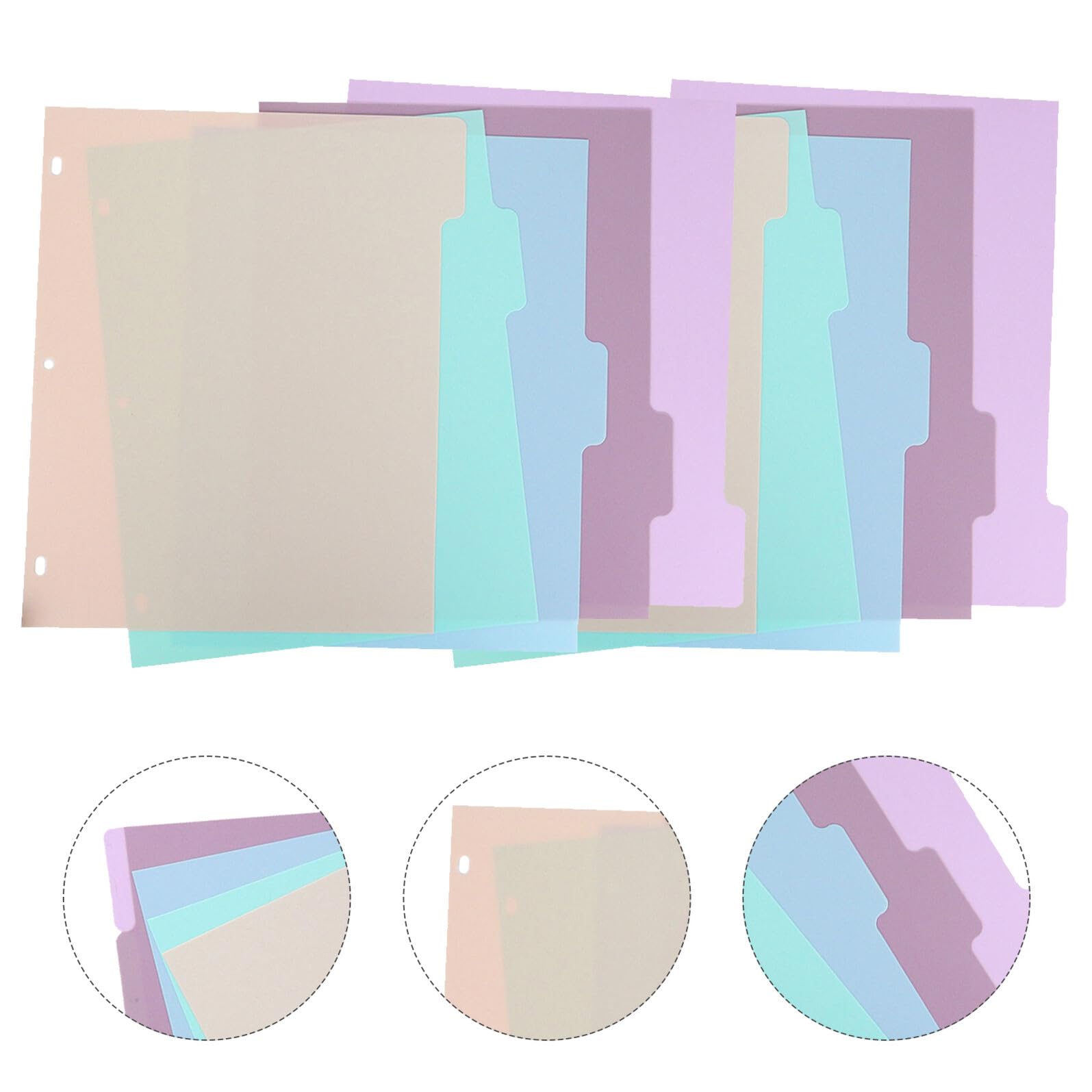 VILLCASE 20pezzi Raccoglitore ad Anelli con Divisori Divisori per Raccoglitori in Plastica con Linguette per Quaderni Pagine per Raccoglitori Pagine di Plastica per Mobili