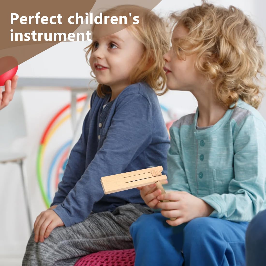 2 Pezzi Strumenti Musicali Bambini, Cricchetto in Legno Raganella Legno, Giocattolo Tradizionale Matraca Raganella, Tamburo Strumento Musicale, per Le Prime Feste di Giochi di Insegnamento