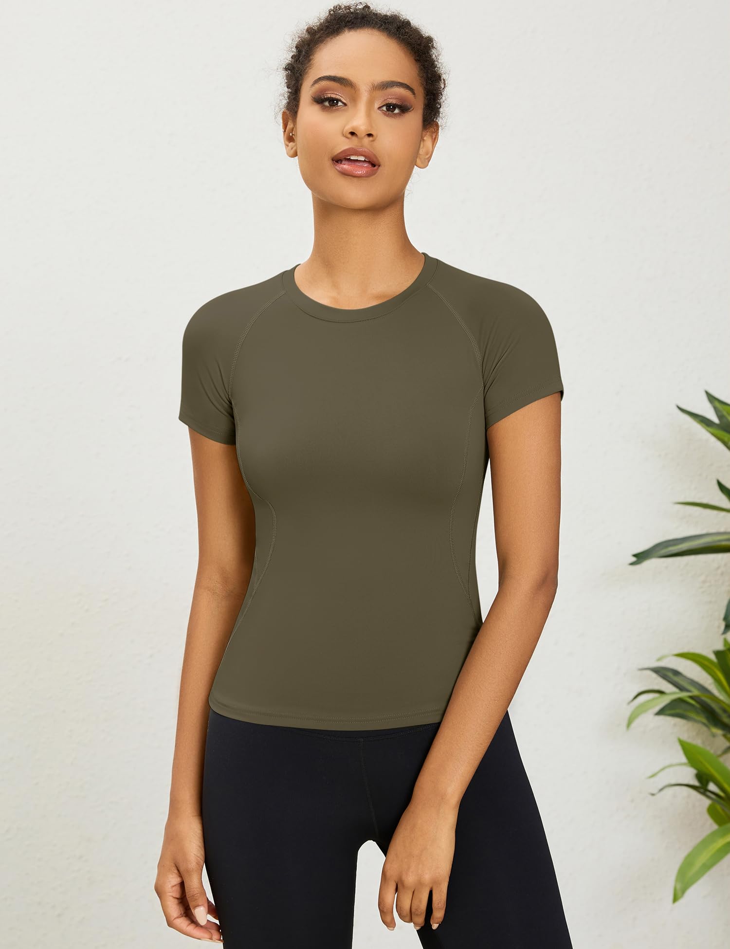 Rapbin Top da palestra da donna per allenamento, corsa, yoga, magliette sportive a maniche corte per esercizi atletici ad asciugatura rapida traspirante t-shirt