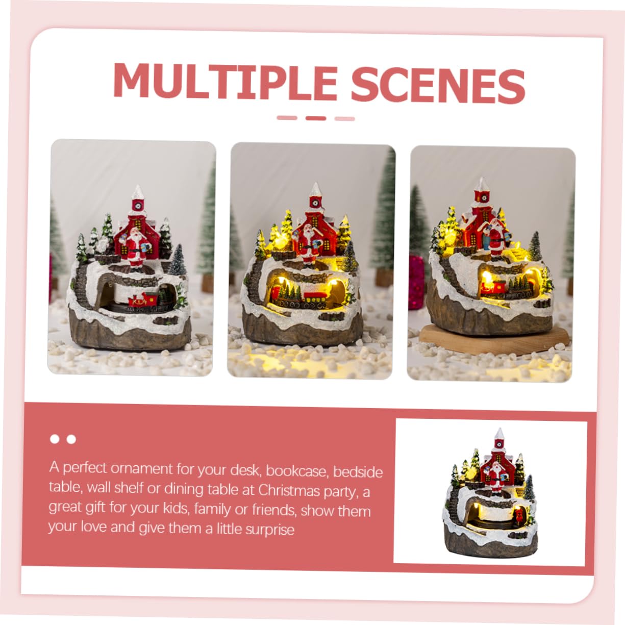 Cabilock 2 Pz Casa della Musica Natalizia Chiari Ornamenti Natalizi Alberi di Natale Orpello Natalizio Rami di Natale Luci Dell'albero di Natale Decorazione Decorazioni Illumina Casa Resina