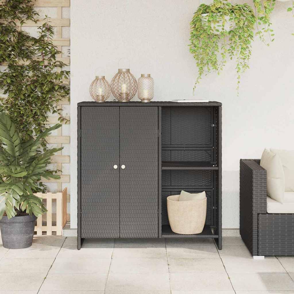 vidaXL Aufbewahrungsschrank mit Regal Schwarz 100 x 36 x 102 cm Rattan, Eleganter Wohnzimmer-Speicher, praktischer Rattan-Schrank, moderner Multi-Organizer für Innenräume
