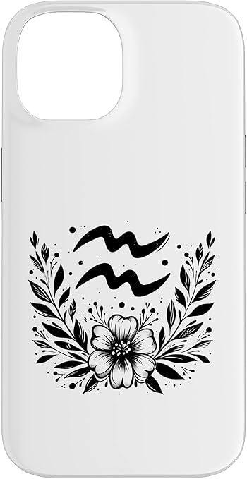 Aquarius The Water-Bearer - Floral Zodiac Graphic Case for iPhone 14
