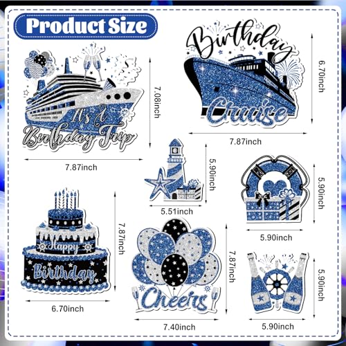 Imanes decorativos 'Happy Birthday' azul plateado negro miniatura 7