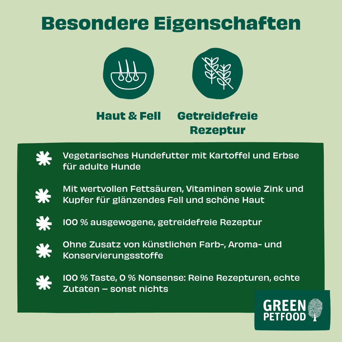 Green Petfood VeggieDog mit Kartoffel & Erbse (1 x 10 kg) | Adult | Premium Trockenfutter für ausgewachsene Sensible Hunde | vegetarisch & weizenfrei | mit leckerer Süßkartoffel | 1er Pack